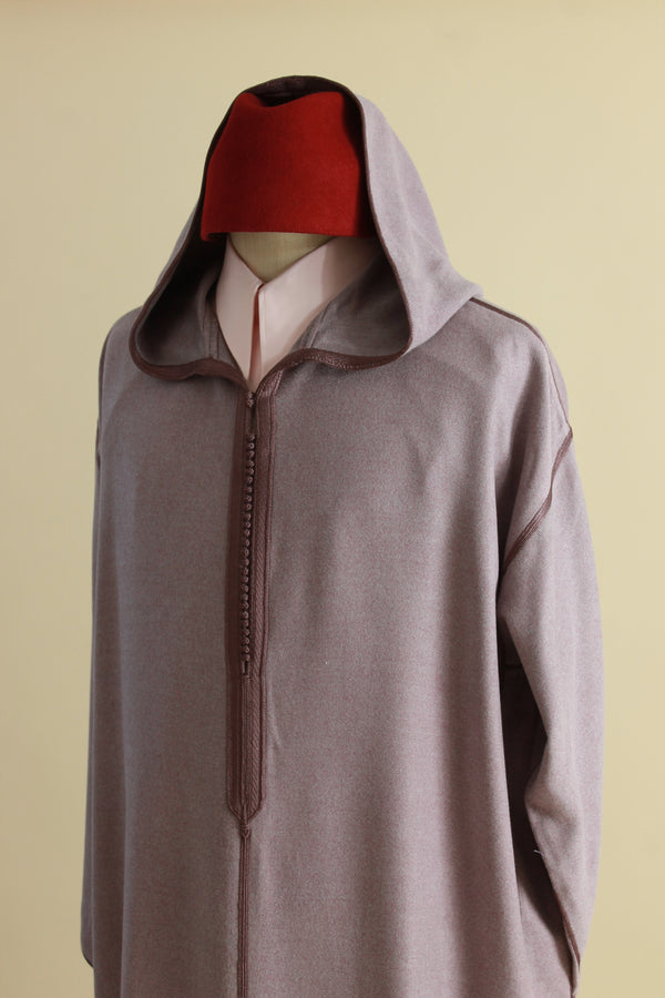 Djellaba laine mauve